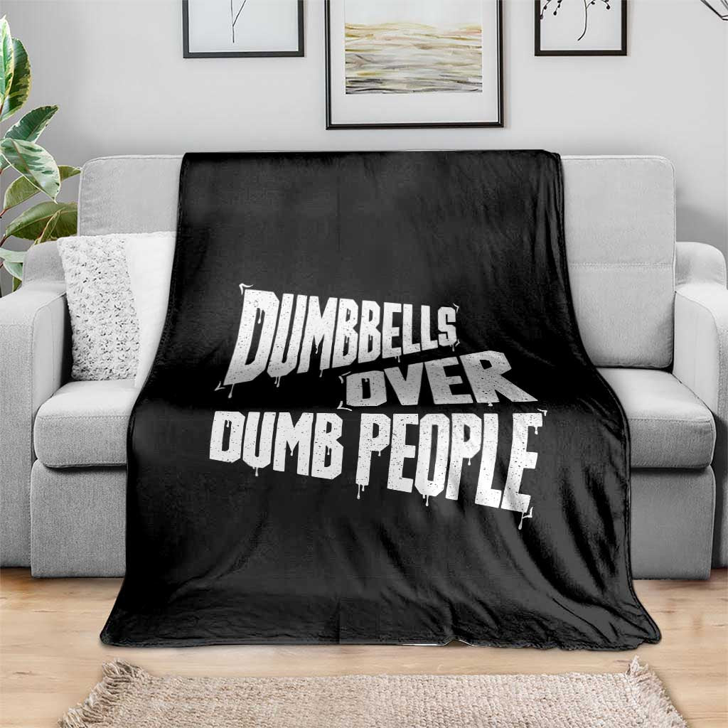 Funny Dumbbells Over Dumb People Throw Blanket Gym Workout Fitness Motivation - Wonder Print Shop