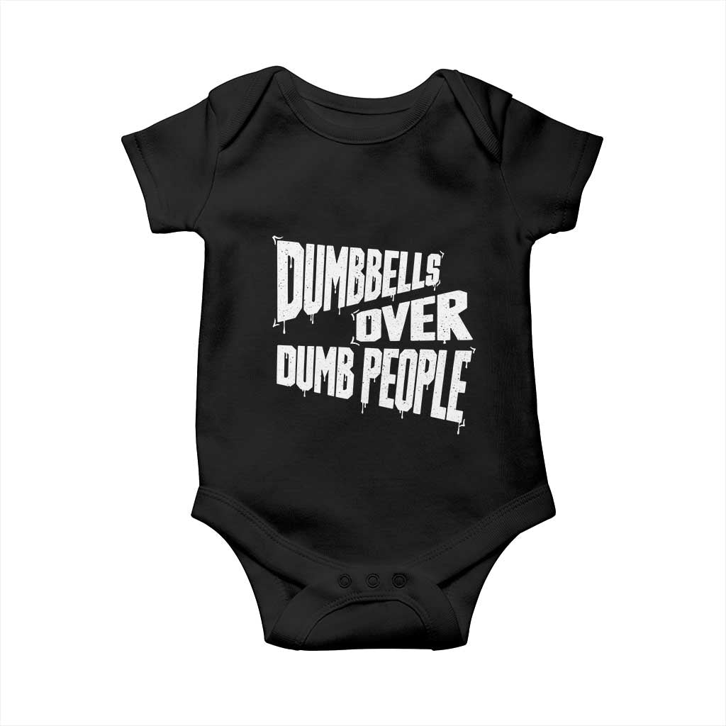 Funny Dumbbells Over Dumb People Baby Onesie Gym Workout Fitness Motivation - Wonder Print Shop