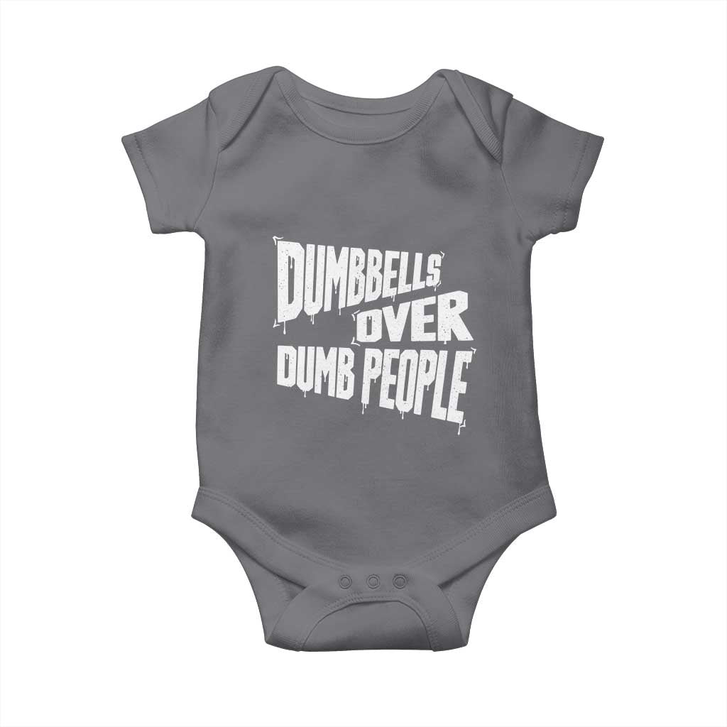 Funny Dumbbells Over Dumb People Baby Onesie Gym Workout Fitness Motivation - Wonder Print Shop
