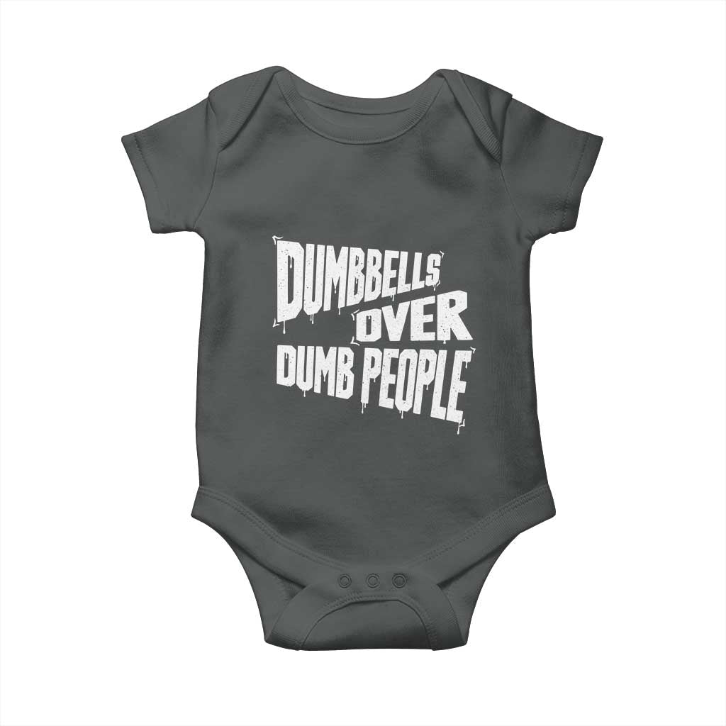 Funny Dumbbells Over Dumb People Baby Onesie Gym Workout Fitness Motivation - Wonder Print Shop