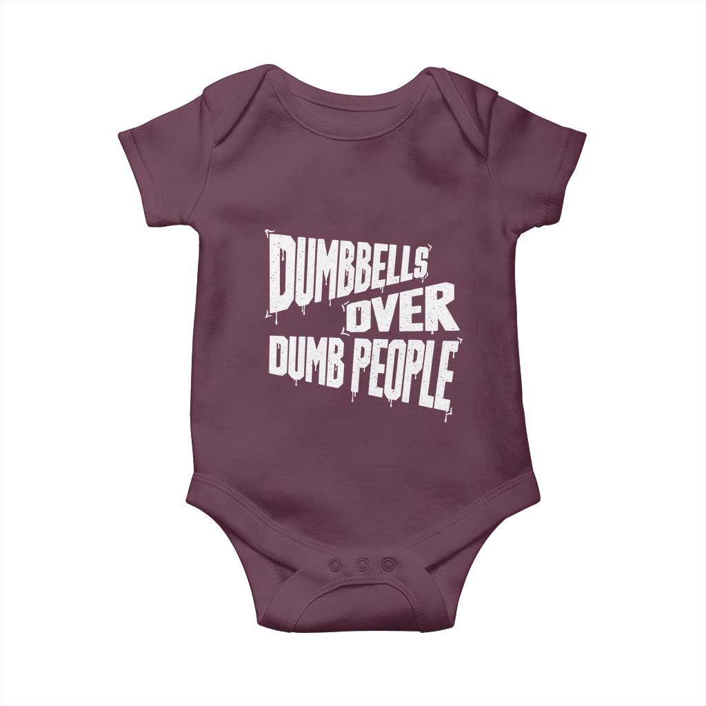 Funny Dumbbells Over Dumb People Baby Onesie Gym Workout Fitness Motivation - Wonder Print Shop
