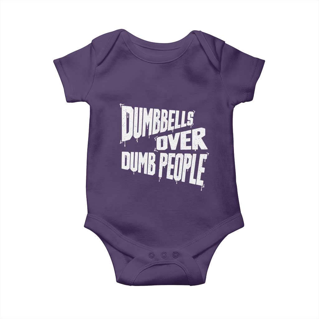 Funny Dumbbells Over Dumb People Baby Onesie Gym Workout Fitness Motivation - Wonder Print Shop
