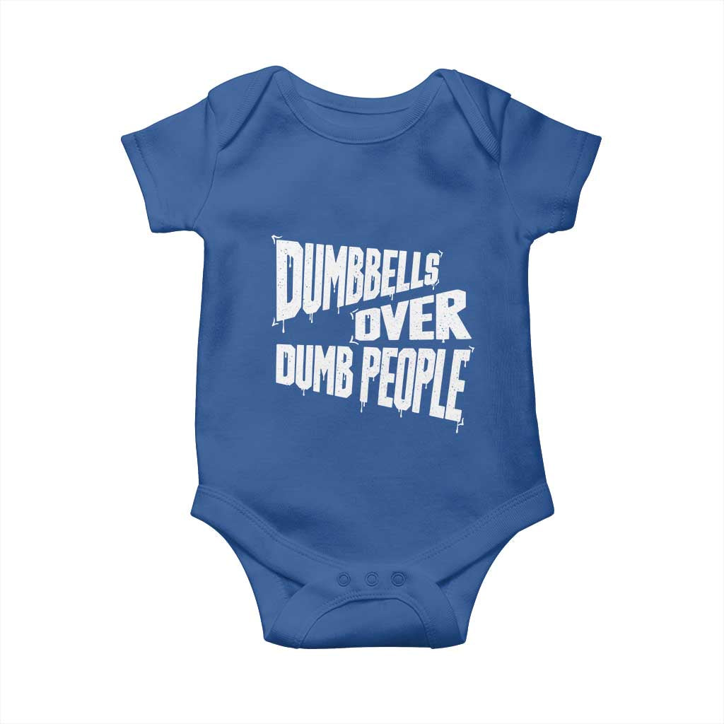 Funny Dumbbells Over Dumb People Baby Onesie Gym Workout Fitness Motivation - Wonder Print Shop