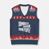 Funny Dumbbells Over Dumb People V-Neck Knit Sweater Vest Gym Workout Fitness Motivation - Wonder Print Shop