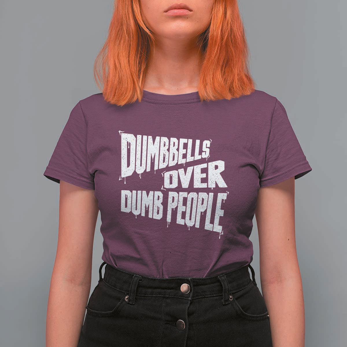 Funny Dumbbells Over Dumb People T Shirt For Women Gym Workout Fitness Motivation - Wonder Print Shop