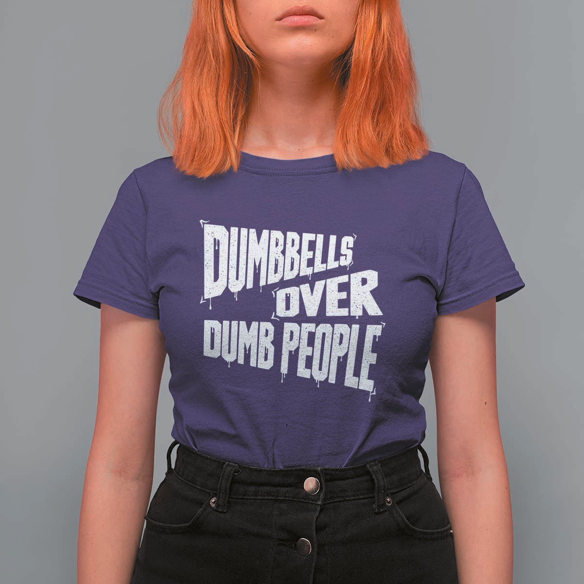 Funny Dumbbells Over Dumb People T Shirt For Women Gym Workout Fitness Motivation - Wonder Print Shop