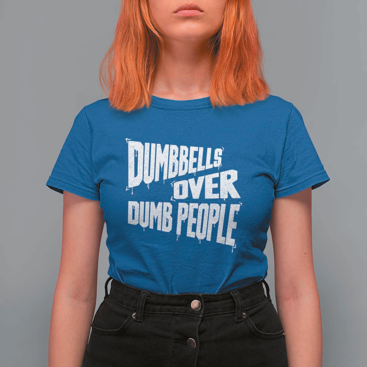 Funny Dumbbells Over Dumb People T Shirt For Women Gym Workout Fitness Motivation - Wonder Print Shop