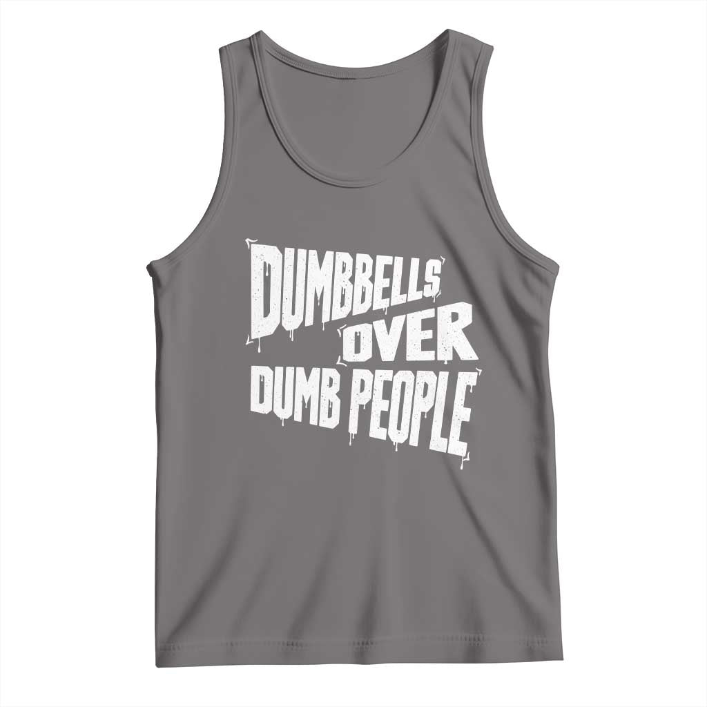 Funny Dumbbells Over Dumb People Tank Top Gym Workout Fitness Motivation - Wonder Print Shop