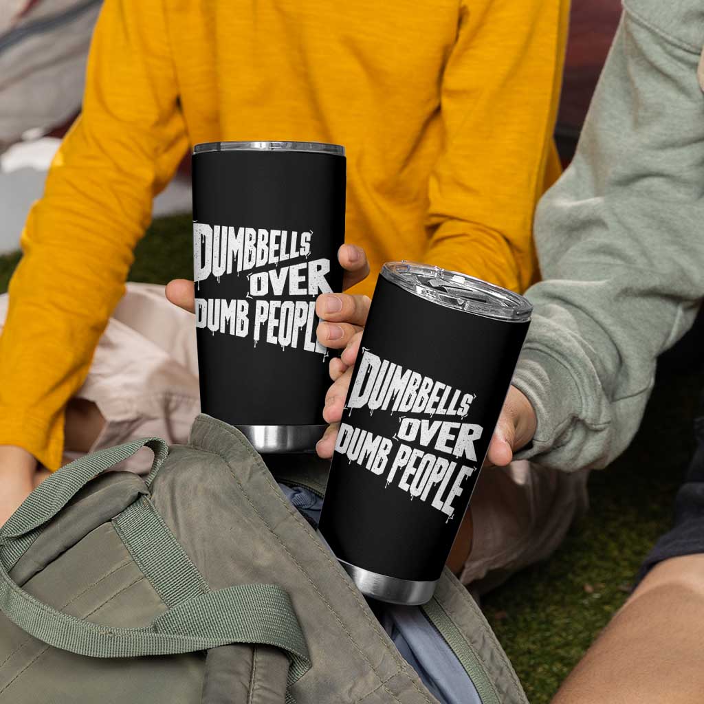 Funny Dumbbells Over Dumb People Tumbler Cup Gym Workout Fitness Motivation - Wonder Print Shop
