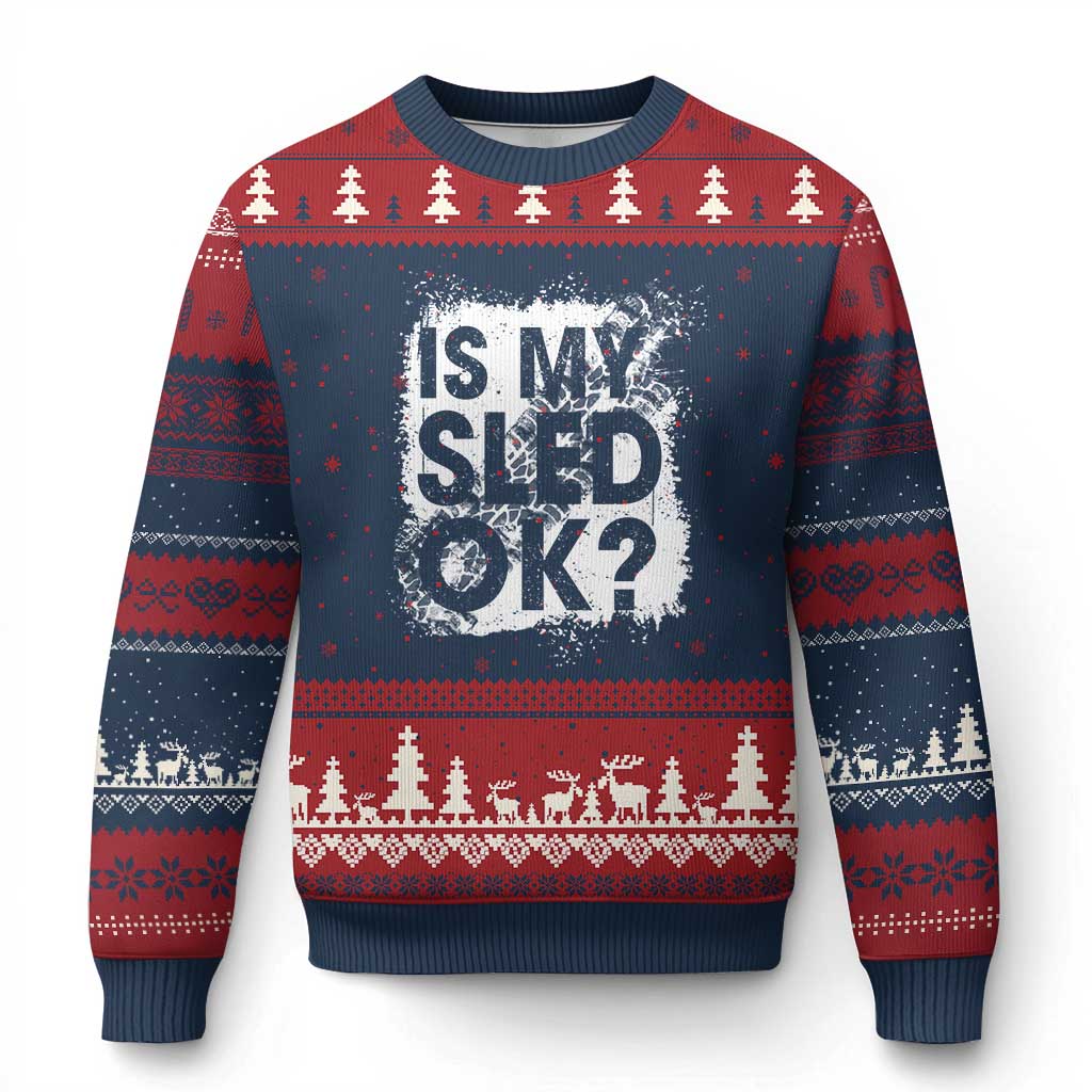 Funny Snowmobile Ugly Christmas Sweater Is My Sled Ok Winter Sport Snowmobile Track - Wonder Print Shop