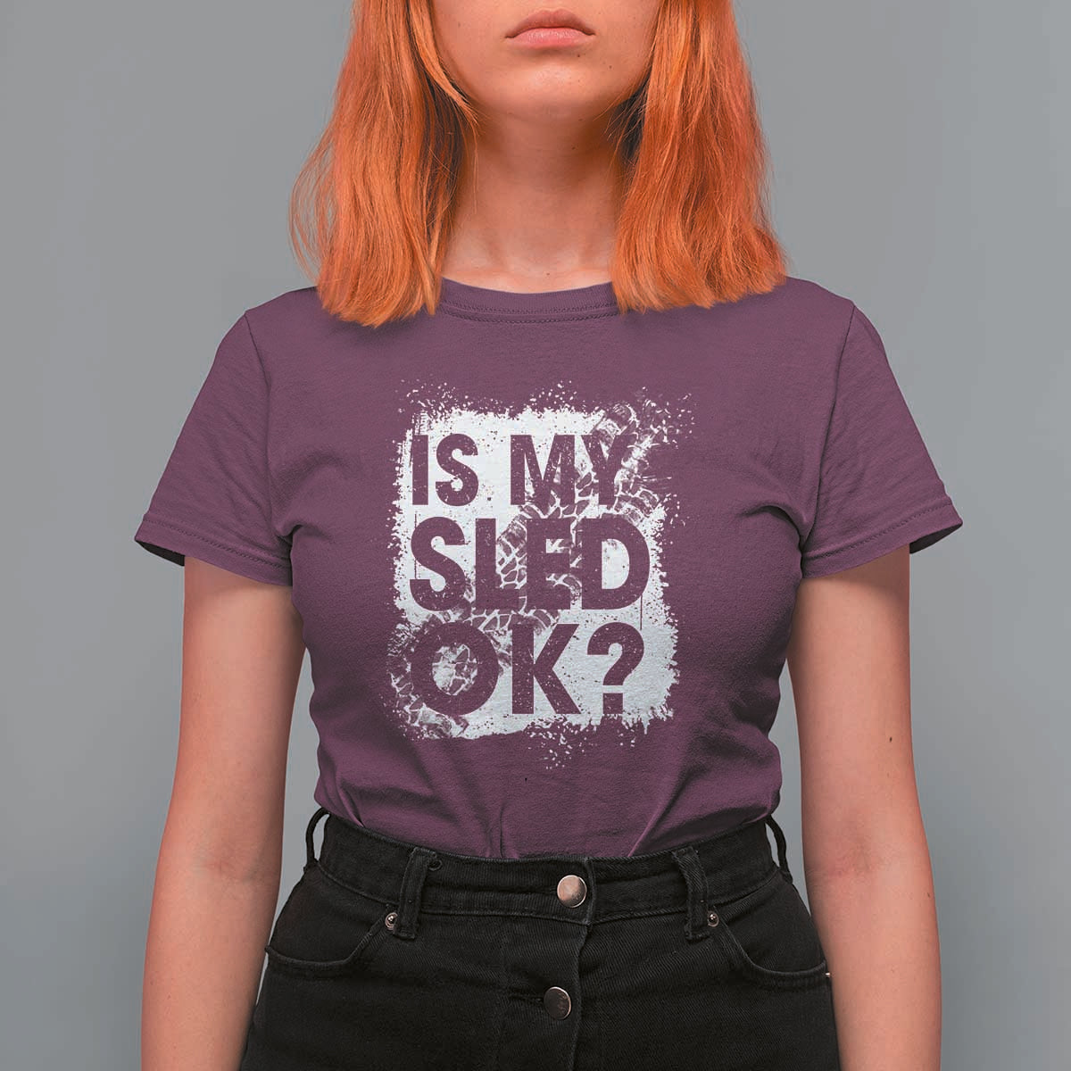 Funny Snowmobile T Shirt For Women Is My Sled Ok Winter Sport Snowmobile Track - Wonder Print Shop