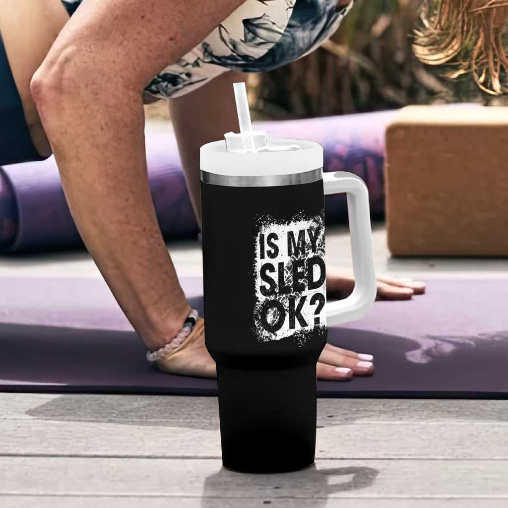 Funny Snowmobile Tumbler With Handle Is My Sled Ok Winter Sport Snowmobile Track - Wonder Print Shop