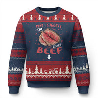 Funny May I Suggest The Roast Beef Ugly Christmas Sweater Embarrassing Inappropriate Adult Humor