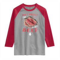 Funny May I Suggest The Roast Beef Raglan Shirt Embarrassing Inappropriate Adult Humor