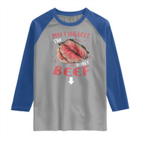 Funny May I Suggest The Roast Beef Raglan Shirt Embarrassing Inappropriate Adult Humor