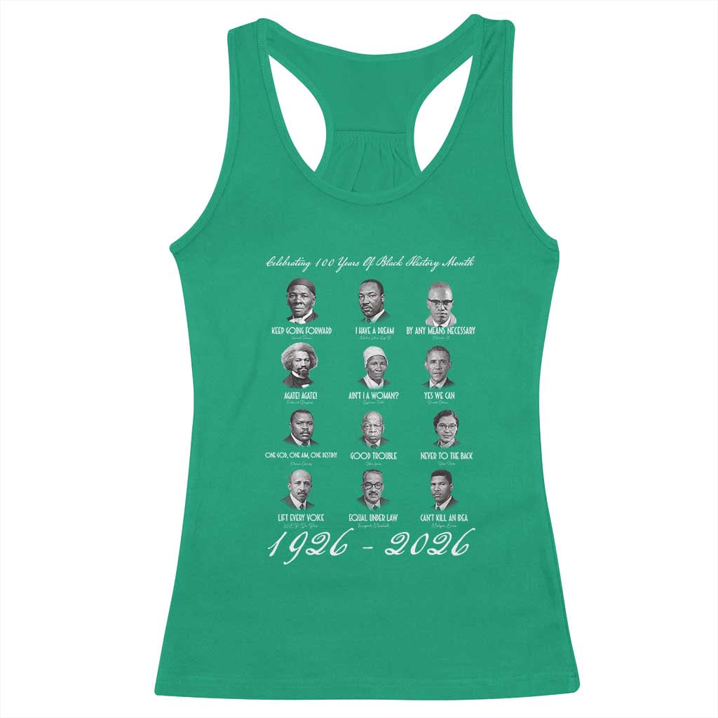 Celebrating 100 Years Of Black History Month 1926 2026 Racerback Tank Top Black Leaders