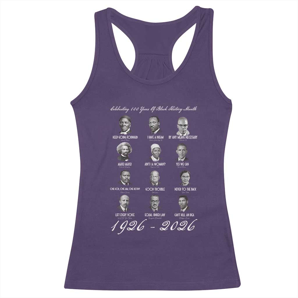 Celebrating 100 Years Of Black History Month 1926 2026 Racerback Tank Top Black Leaders