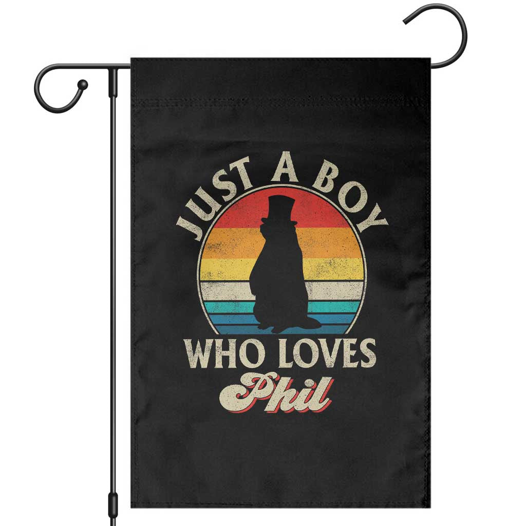 Funny Just A Boy Who Loves Phil Groundhog Garden Flag Punxsy Woodchuck Day Lover - Wonder Print Shop