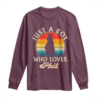 Funny Just A Boy Who Loves Phil Groundhog Long Sleeve Shirt Punxsy Woodchuck Day Lover - Wonder Print Shop