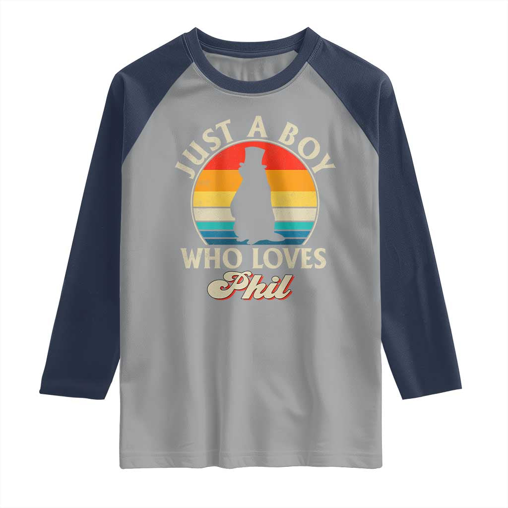 Funny Just A Boy Who Loves Phil Groundhog Raglan Shirt Punxsy Woodchuck Day Lover - Wonder Print Shop