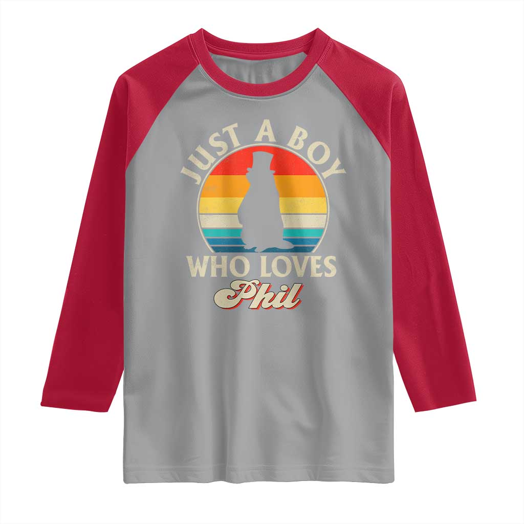 Funny Just A Boy Who Loves Phil Groundhog Raglan Shirt Punxsy Woodchuck Day Lover - Wonder Print Shop