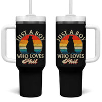 Funny Just A Boy Who Loves Phil Groundhog Tumbler With Handle Punxsy Woodchuck Day Lover - Wonder Print Shop