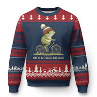 Off To Be Radical Left Scum Ugly Christmas Sweater Funny Frog Resistance