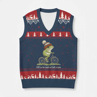 Off To Be Radical Left Scum V-Neck Knit Sweater Vest Funny Frog Resistance
