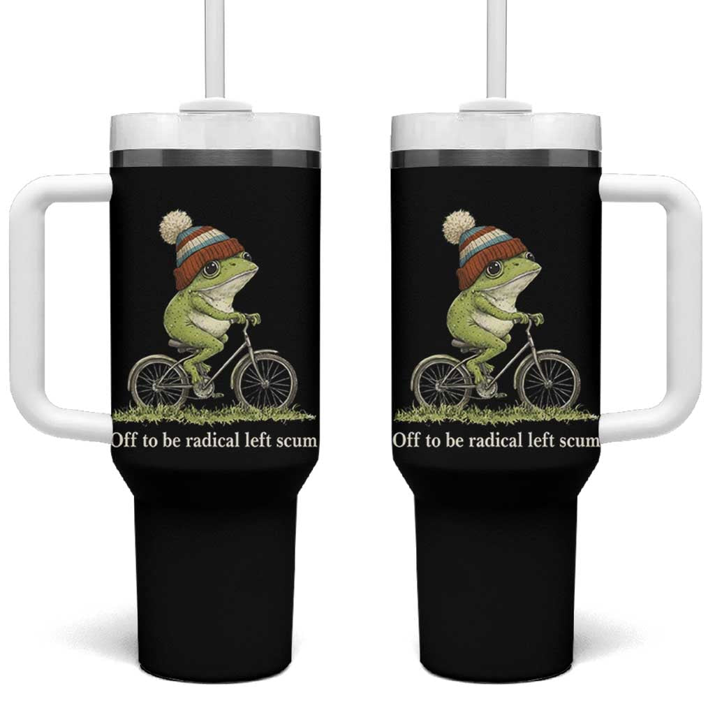 Off To Be Radical Left Scum Tumbler With Handle Funny Frog Resistance