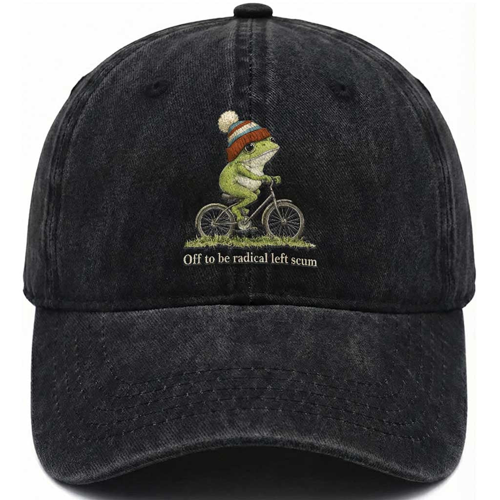 Off To Be Radical Left Scum Washed Cotton Baseball Cap Funny Frog Resistance