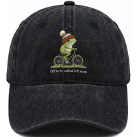 Off To Be Radical Left Scum Washed Cotton Baseball Cap Funny Frog Resistance