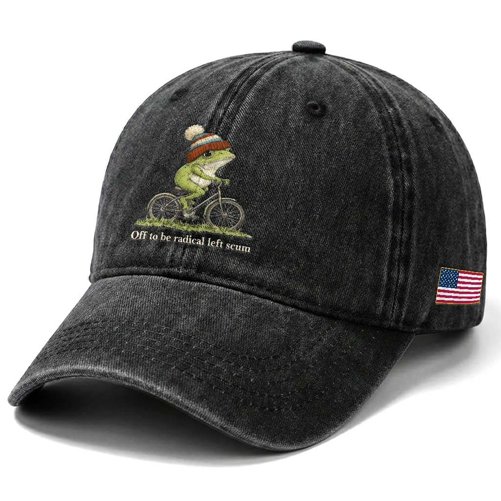 Off To Be Radical Left Scum Washed Cotton Baseball Cap Funny Frog Resistance