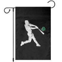 St Patricks Day Baseball Batter Silhouette Shamrock Garden Flag