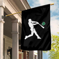 St Patricks Day Baseball Batter Silhouette Shamrock Garden Flag