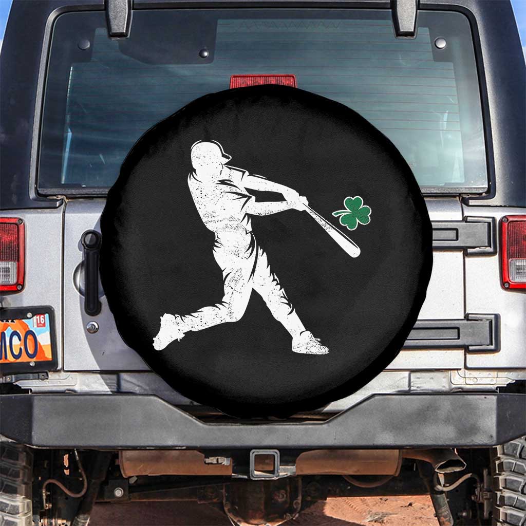 St Patricks Day Baseball Batter Silhouette Shamrock Spare Tire Cover