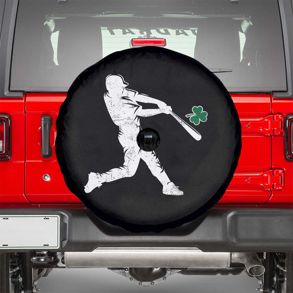 St Patricks Day Baseball Batter Silhouette Shamrock Spare Tire Cover