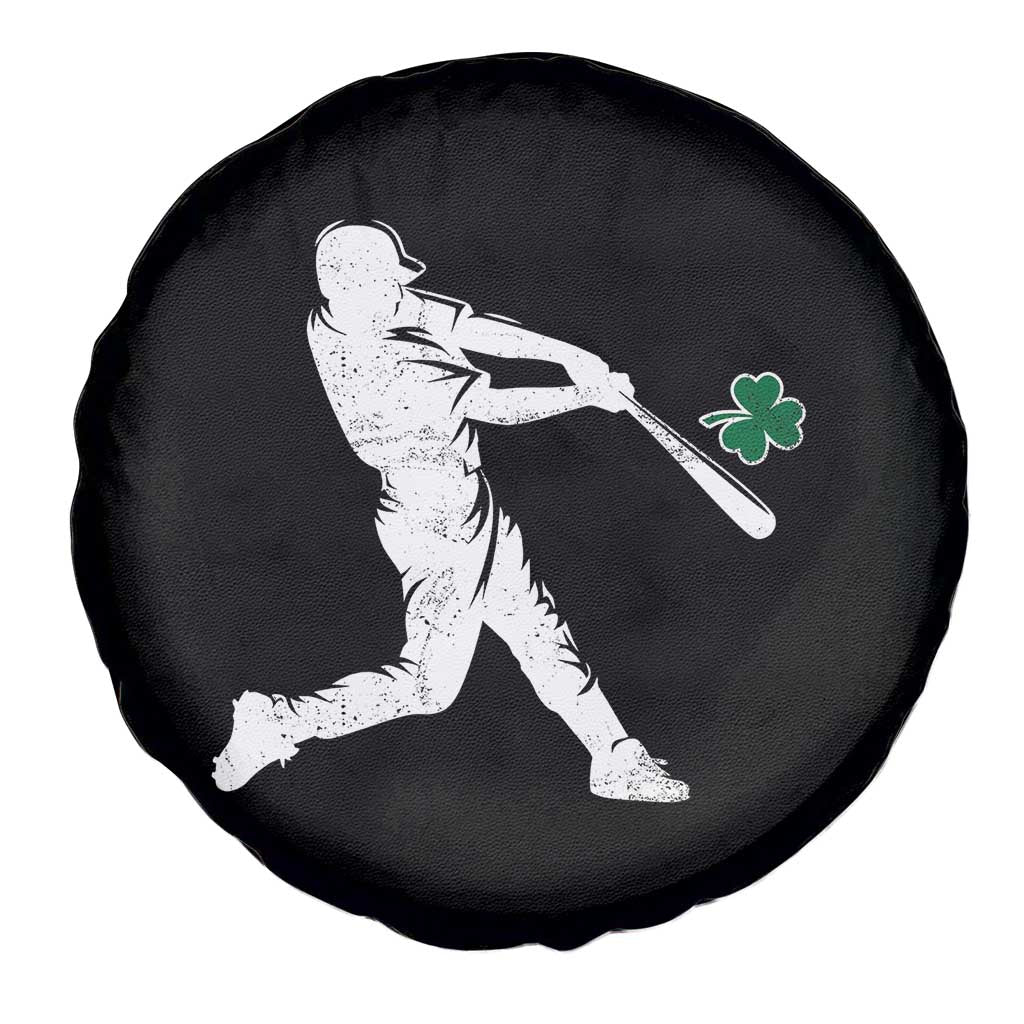 St Patricks Day Baseball Batter Silhouette Shamrock Spare Tire Cover