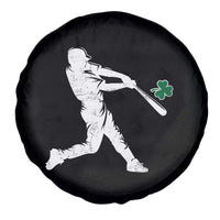 St Patricks Day Baseball Batter Silhouette Shamrock Spare Tire Cover