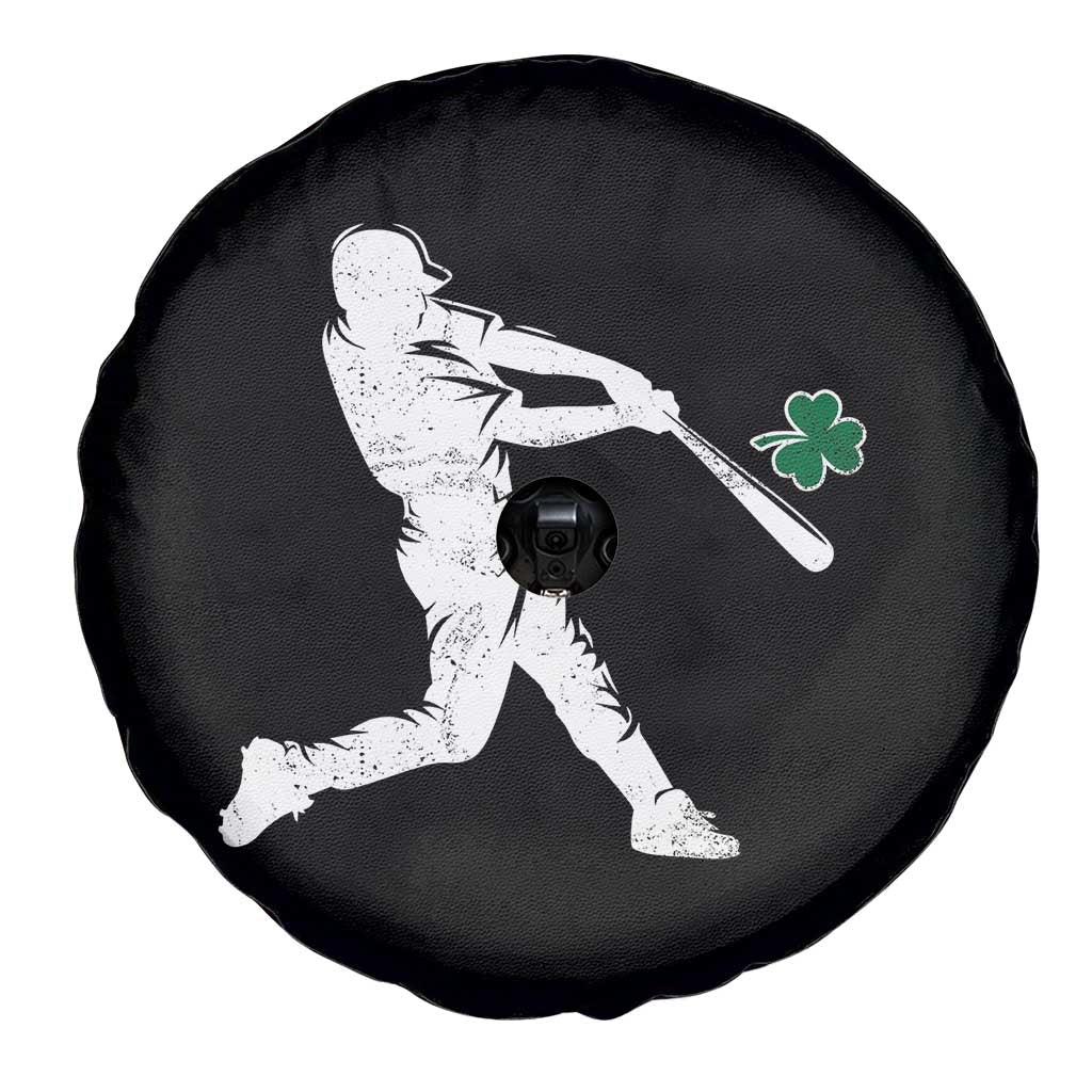 St Patricks Day Baseball Batter Silhouette Shamrock Spare Tire Cover