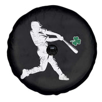 St Patricks Day Baseball Batter Silhouette Shamrock Spare Tire Cover