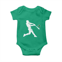 St Patricks Day Baseball Batter Silhouette Shamrock Baby Onesie