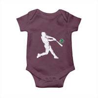 St Patricks Day Baseball Batter Silhouette Shamrock Baby Onesie
