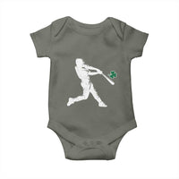 St Patricks Day Baseball Batter Silhouette Shamrock Baby Onesie