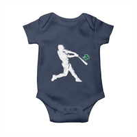 St Patricks Day Baseball Batter Silhouette Shamrock Baby Onesie