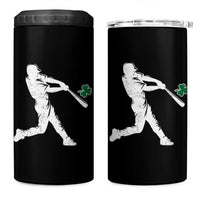 St Patricks Day Baseball Batter Silhouette Shamrock 4 in 1 Can Cooler Tumbler