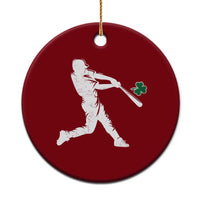 St Patricks Day Baseball Batter Silhouette Shamrock Ceramic Ornament