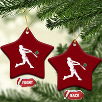 St Patricks Day Baseball Batter Silhouette Shamrock Ceramic Ornament