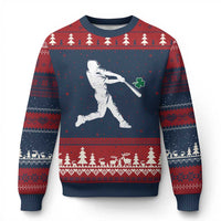 St Patricks Day Baseball Batter Silhouette Shamrock Ugly Christmas Sweater