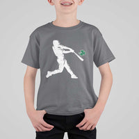 St Patricks Day Baseball Batter Silhouette Shamrock T Shirt For Kid