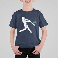 St Patricks Day Baseball Batter Silhouette Shamrock T Shirt For Kid